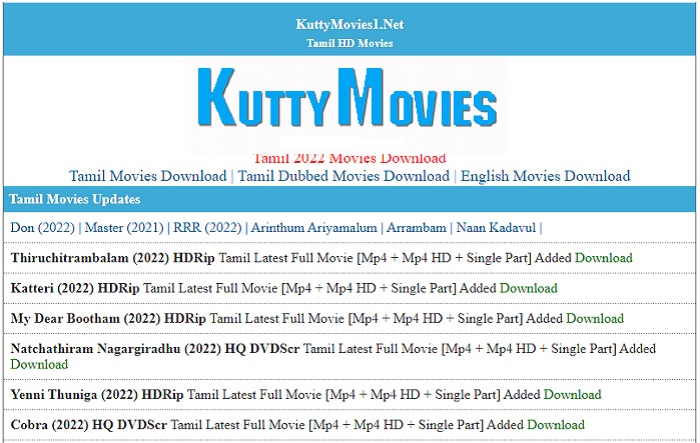 Kuttymovies 2022 HD Tamil Movies Free Download